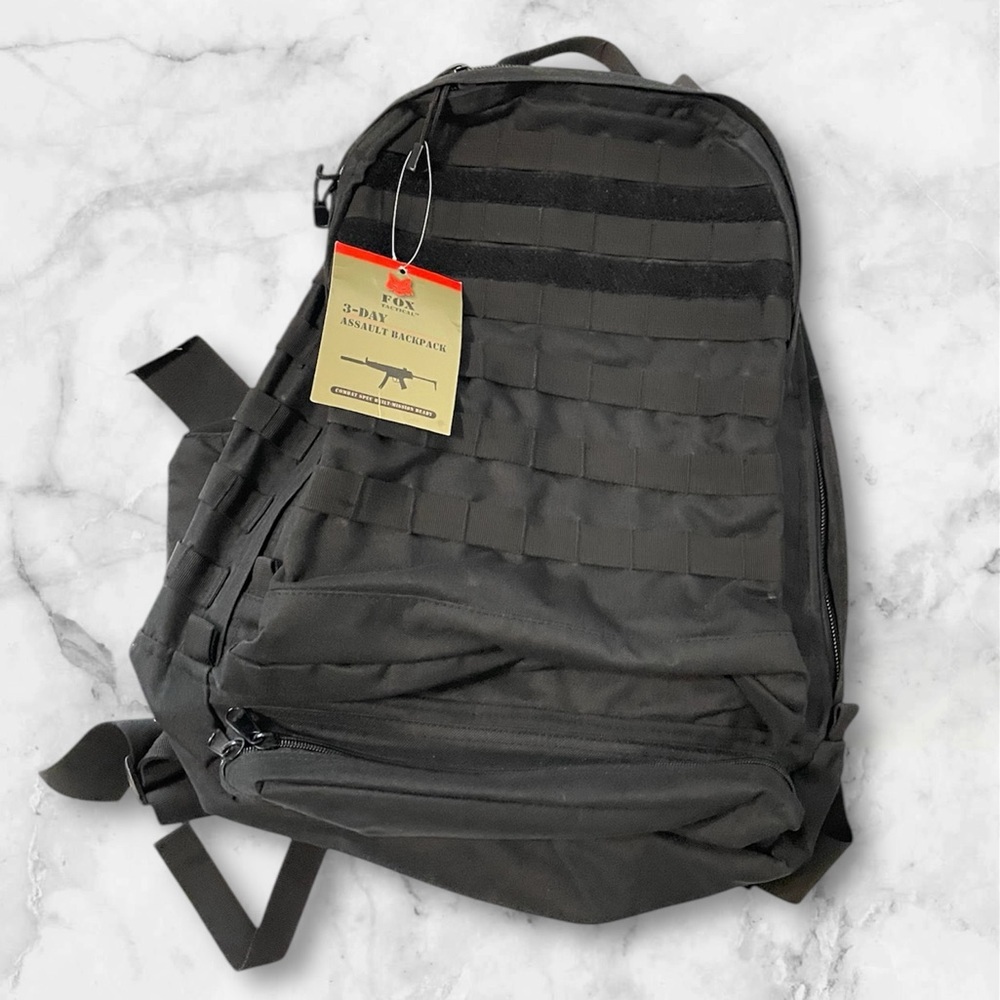 Fox Tactical Black Nylon Canvas 3-Day Backpack Multi Use Pockets Padded 20 x 14